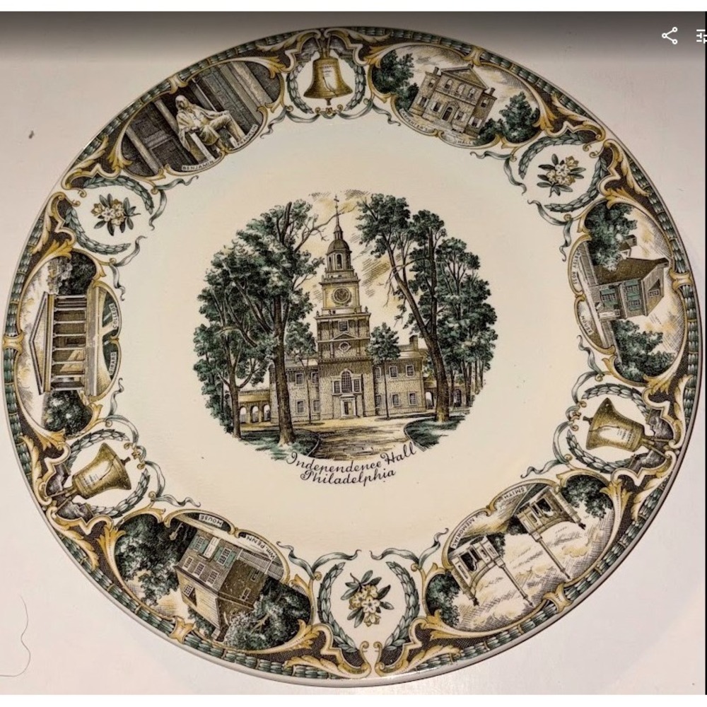 Vintage Independence Hall Philadelphia Souvenir Plate